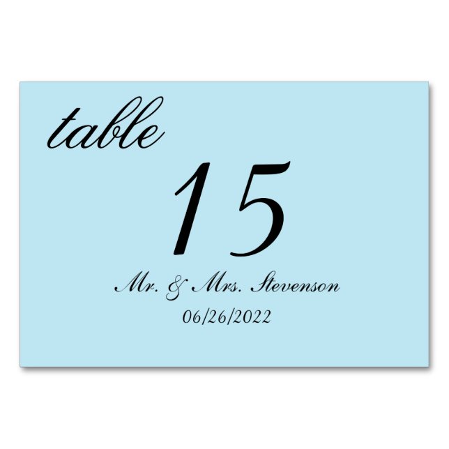 Tarjeta De Mesa Número de tabla azul claro (Reverso)
