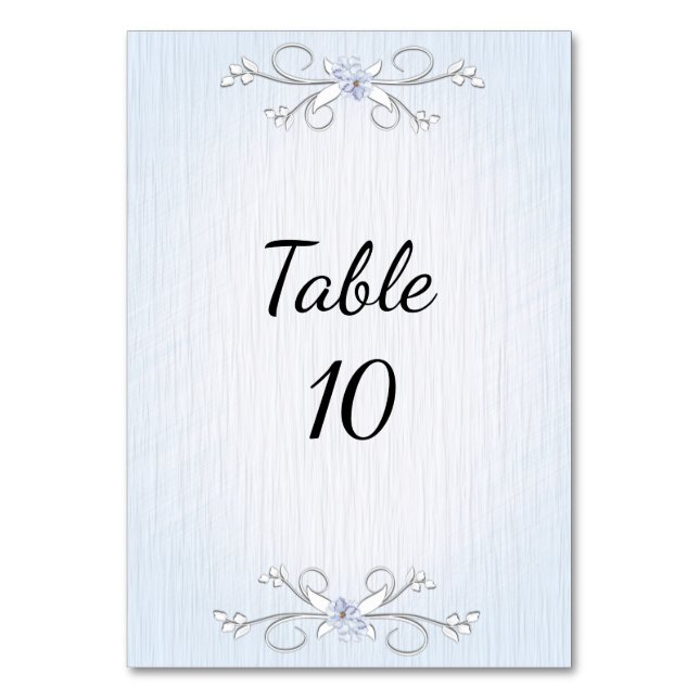 Tarjeta De Mesa Número De Tabla Azul Delicado (Anverso)