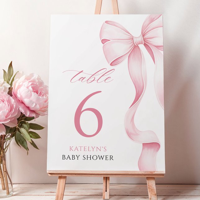 Tarjeta De Mesa Número de tabla Baby Shower de cinta rosa (Subido por el creador)