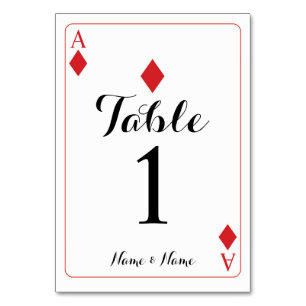 Tarjeta De Mesa Número de tabla Boda As de cartas de juego de diam