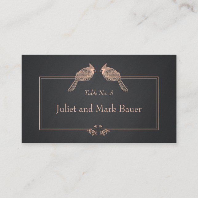 Tarjeta De Mesa Número de tabla boda Aves Cartón negro (Anverso)