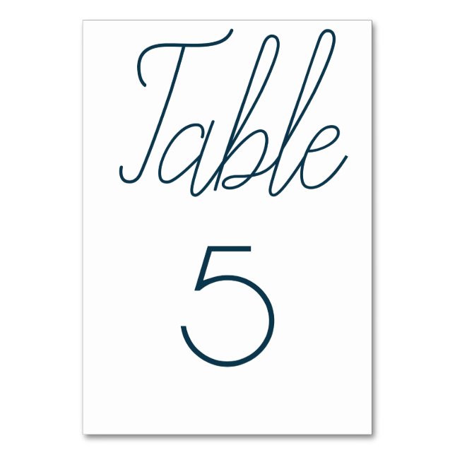 Tarjeta De Mesa Número de tabla Boda azul de la marina (Reverso)