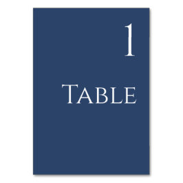 Tarjeta De Mesa Número de tabla boda: azul oscuro y blanco