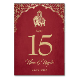 Tarjeta De Mesa Número de tabla boda, Boda indio, azul, oro