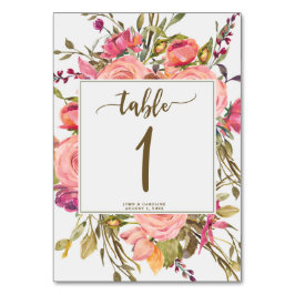 Tarjeta De Mesa número de tabla boda boho flor silvestre rosa