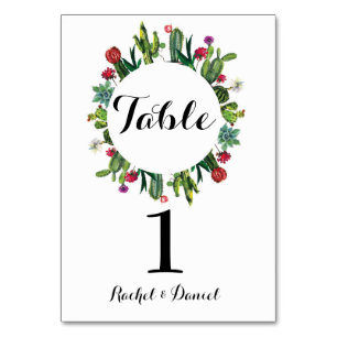 Tarjeta De Mesa Número de tabla Boda Cactus Wreath Fiesta mexicana