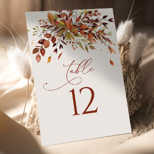 Tarjeta De Mesa Número de tabla Boda de acuarela de caída