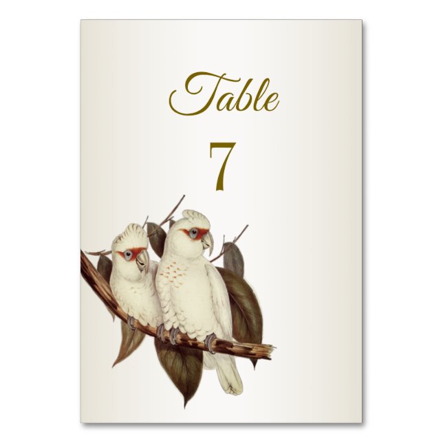 Tarjeta De Mesa Número de tabla Boda de Aves Blancas (Anverso)