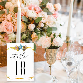 Tarjeta De Mesa número de tabla boda de conchas de polígono de Rel