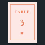 Tarjeta De Mesa Número de tabla Boda de escritura a mano de corazó<br><div class="desc">Tabla Boda de escritura a mano de color rosa retro</div>