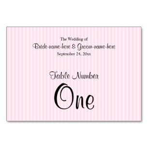 Tarjeta De Mesa Número de tabla Boda de franjas rosas claras