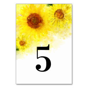 Tarjeta De Mesa *~* NÚMERO DE TABLA - Boda de girasol amarillo