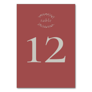 Tarjeta De Mesa Número de tabla Boda de hojas rojas y bayas polvor