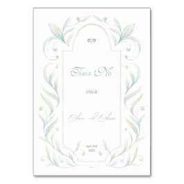 Tarjeta De Mesa Número de tabla Boda de hojas verdes