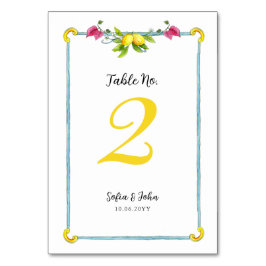 Tarjeta De Mesa Número de tabla boda de limones de Amalfi