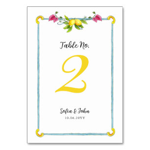 Tarjeta De Mesa Número de tabla boda de limones de Amalfi