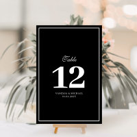 Número de tabla boda de marco blanco elegante