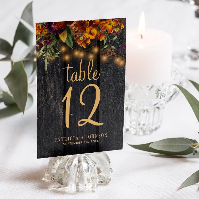 Tarjeta De Mesa Número de tabla boda de otoño de otoño rústico (Subido por el creador)