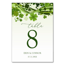 Tarjeta De Mesa Número de tabla Boda de Shamrock (Clover) irlandés