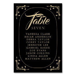 Tarjeta De Mesa Número de tabla Boda elegante negro deco oro retro