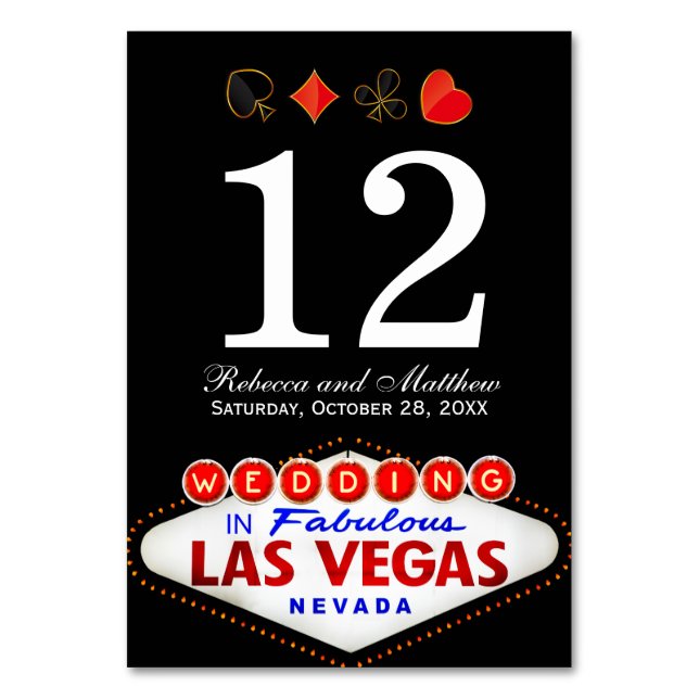 Tarjeta De Mesa Número de tabla boda en Fabulous Las Vegas (Anverso)