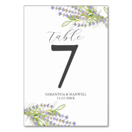Tarjeta De Mesa Número de tabla boda Lavanda botánica
