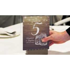 Tarjeta De Mesa Número de tabla boda + Luz de cadena Mason Jar