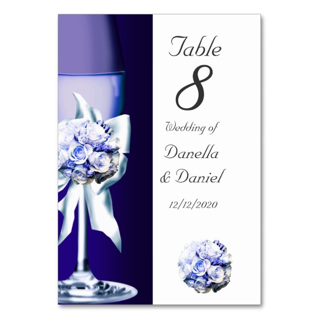 Tarjeta De Mesa Número de tabla boda Marina Azul 3 (Anverso)