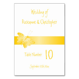 Tarjeta De Mesa Número de tabla boda Mariposa amarilla