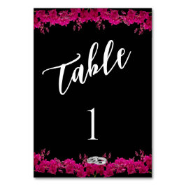 Tarjeta De Mesa Número de tabla boda-orquídeas de Fuchsia en negro