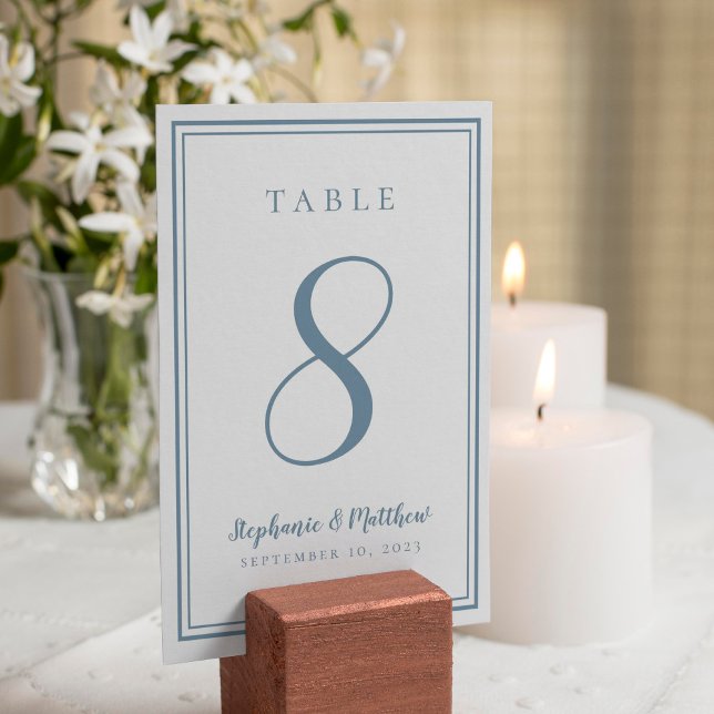 Tarjeta De Mesa Número de tabla Boda personalizado azul turbio (Subido por el creador)