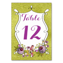 Tarjeta De Mesa Número de tabla boda, Relieve metalizado verde FAU
