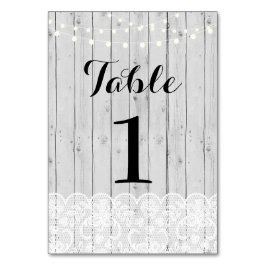Tarjeta De Mesa Número de tabla Boda Rústico Luces de Madera Gris