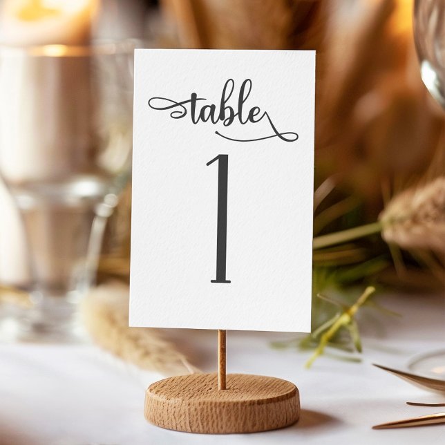 Tarjeta De Mesa Número de tabla caligrafía negra 3.5x5 | Cuadro 1 (Subido por el creador)