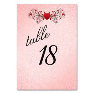 Tarjeta De Mesa Número de tabla cardíaca romántica