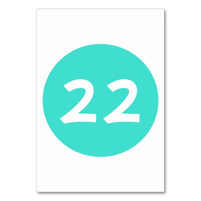 Tarjeta De Mesa Número de tabla circular turquesa (Anverso)
