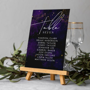 Tarjeta De Mesa Número de tabla Color de agua oscuro Morado mágico