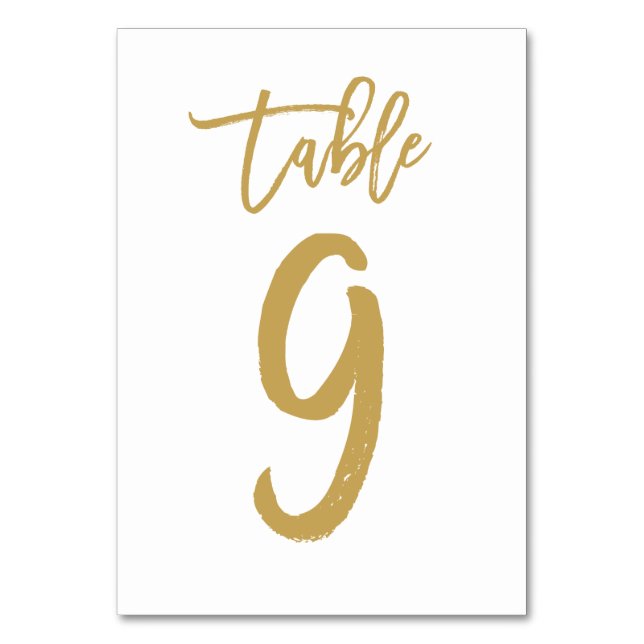Tarjeta De Mesa Número de tabla con letras de mano de moda Gold |  (Anverso)