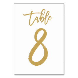 Tarjeta De Mesa Número de tabla con letras de mano de moda Gold | 