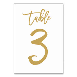 Tarjeta De Mesa Número de tabla con letras de mano de moda Gold | 