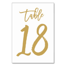 Tarjeta De Mesa Número de tabla con letras de mano de moda Gold | 