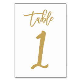 Tarjeta De Mesa Número de tabla con letras de mano de moda Gold | 