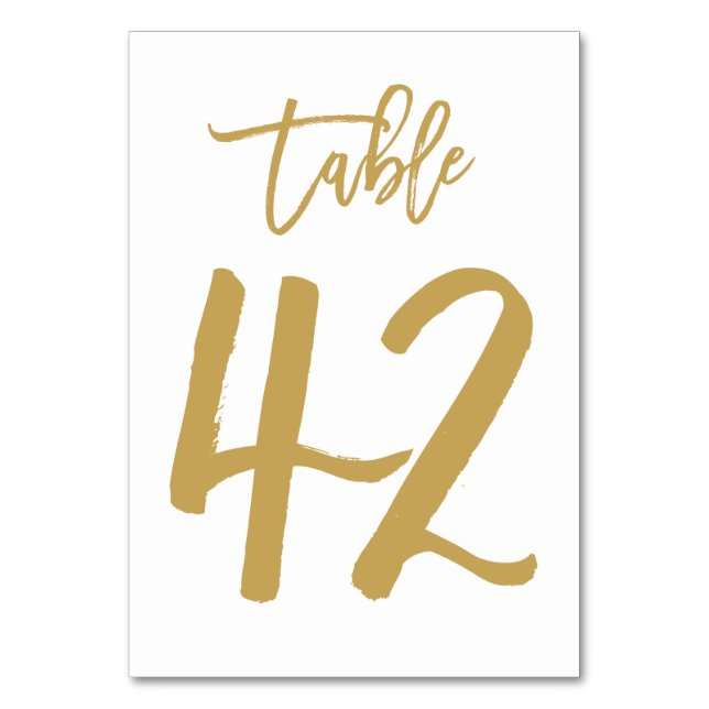 Tarjeta De Mesa Número de tabla con letras de mano de moda Gold |  (Anverso)