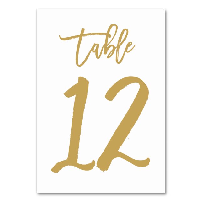 Tarjeta De Mesa Número de tabla con letras de mano de moda Gold |  (Anverso)