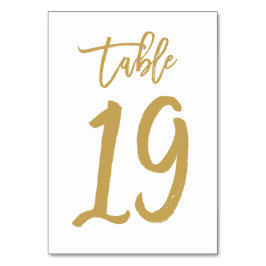 Tarjeta De Mesa Número de tabla con letras de mano de moda Gold | 