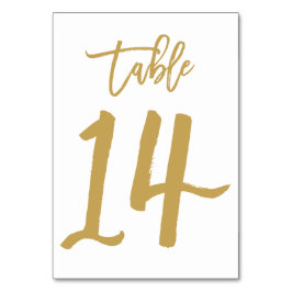 Tarjeta De Mesa Número de tabla con letras de mano de moda Gold | 