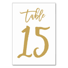 Tarjeta De Mesa Número de tabla con letras de mano de moda Gold | 