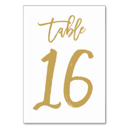 Tarjeta De Mesa Número de tabla con letras de mano de moda Gold | 