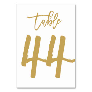 Tarjeta De Mesa Número de tabla con letras de mano de moda Gold   