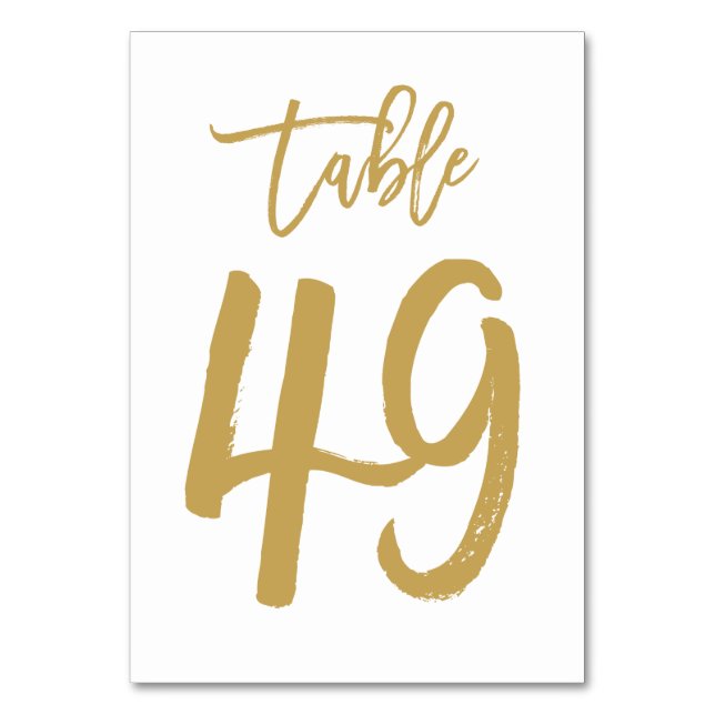Tarjeta De Mesa Número de tabla con letras de mano de moda Gold |  (Anverso)